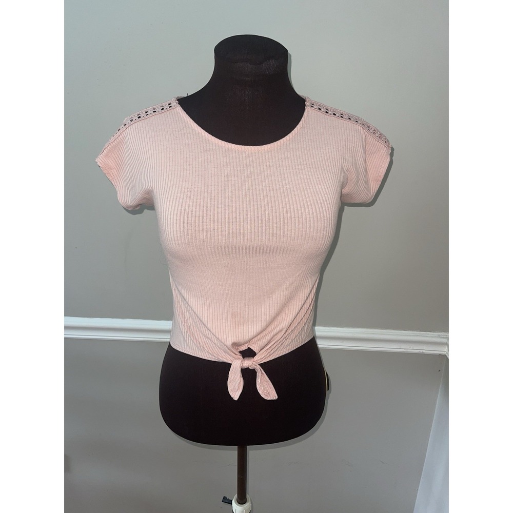 IZ Byer Girl Pink Shirt Tie Bottom Girls Sz S